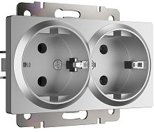 Розетка с заземлением без рамки Werkel 1-м. 2-мод. серебряный глянцевый картинка